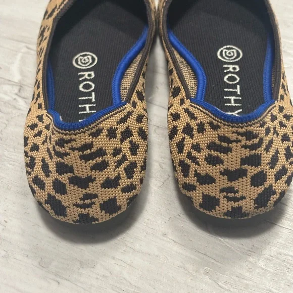 Rothy's The Point Ballet Flat Brown Leopard Print Knit Shoes Women’s Size 6 - Picture 5 of 14